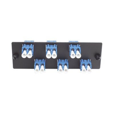 Placa Acopladora de Fibra Optica FAP, Con 6 Conectores LC Duplex (12 Fibras), Para Fibra Monomodo OS1/OS2, Color Azul