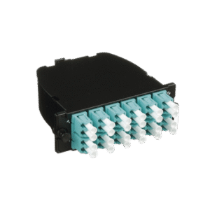 Casete OptiCom® de Fibra Óptica Multimodo OM3, Con 2 Conectores MPO a 12 LC Duplex, Polaridad Método A, Pérdida de Inserción Estándar