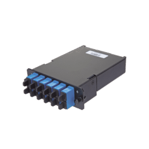 Placa Acopladora de Fibra Óptica FAP, Con 12 Pigtails y 6 Conectores LC Duplex (12 Fibras), Para Fibra Monomodo OS1/OS2, Color Azul