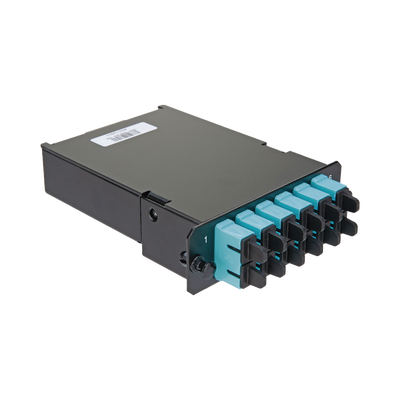 Placa Acopladora de Fibra Óptica FAP, Con 12 Pigtails y 6 Conectores SC Duplex (12 Fibras), Para Fibra Multimodo OM3/OM4, Color Aqua