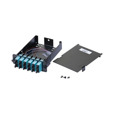 Placa Acopladora de Fibra Óptica FAP, Con 12 Pigtails y 6 Conectores SC Duplex (12 Fibras), Para Fibra Multimodo OM3/OM4, Color Aqua