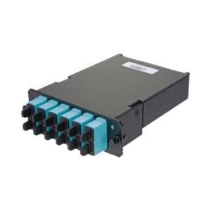 Placa Acopladora de Fibra Óptica FAP, Con 12 Pigtails y 6 Conectores SC Duplex (12 Fibras), Para Fibra Multimodo OM3/OM4, Color Aqua