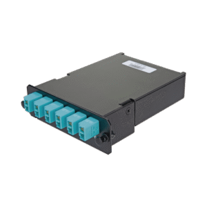 Placa Acopladora de Fibra Óptica FAP, Con 12 Pigtails y 6 Conectores LC Duplex (12 Fibras), Para Fibra Multimodo OM3/OM4, Color Aqua