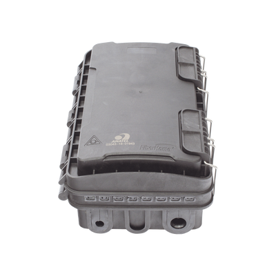 Caja de Distribución de Fibra Óptica para 24 Empalmes, con 8 acopladores SC/APC simplex, Exterior IP65, Color Negro