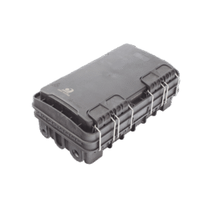 Caja de Distribución de Fibra Óptica para 24 Empalmes, con 8 acopladores SC/APC simplex, Exterior IP65, Color Negro