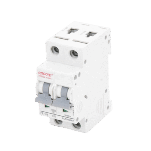 Protección Térmica 2P, 20A, Corriente Alterna 400 Vca para Aplicación Fotovoltaica Montaje Riel DIN Protección Térmica 2P, 20A, Corriente Alterna 400 Vca para Aplicación Fotovoltaica Montaje Riel DIN