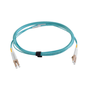 Jumper de Fibra Óptica Multimodo 50/125 XGLO OM3, LC-LC Duplex, OFNR, Color Aqua, 3 Metros