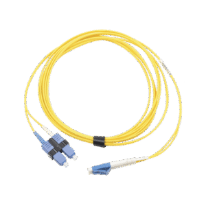 Jumper de Fibra Óptica Monomodo (OS2), XGLO, LC/UPC-SC/UPC Duplex, OFNR, Color Amarillo, 5 Metros