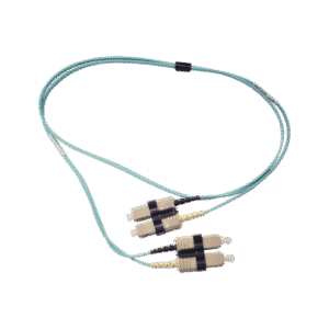 Jumper de Fibra Óptica Multimodo 50/125 OM3 XGLO, SC-SC Duplex, OFNR, Color Aqua, 1 Metro