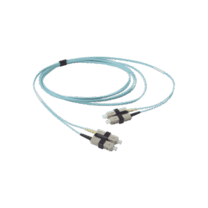 Jumper de Fibra Óptica Multimodo 50/125 OM3 XGLO, SC-SC Duplex, OFNR, Color Aqua, 3 Metros