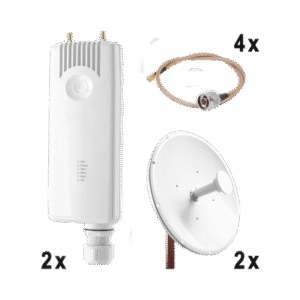 Enlace completo Punto a Punto para servicios TriplePlay, incluye: 2 x FORCE300CSM, 2 x NP2GEN2 de (34 dBi), 4x Jumper