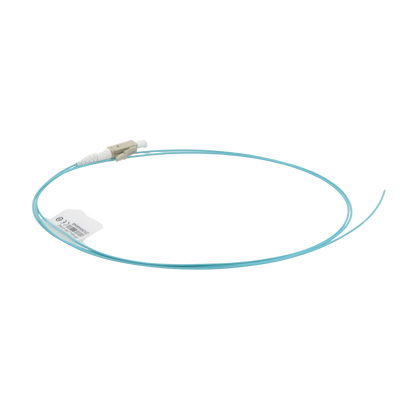 Pigtail de Fibra Óptica LC Simplex, Multimodo OM4 XGLO 50/125, OFNR, Color Aqua, 1 Metro