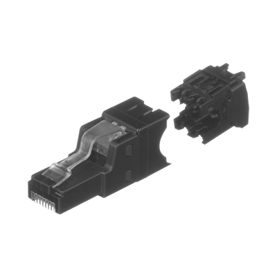 Plug RJ45 UTP, Instalación Recta, Terminación en Campo Certificable, Compatible con Cat5e, Cat6 y Cat6A, Color Negro