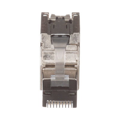 Plug RJ45 Blindado, Instalación Recta, Terminación en Campo Certificable, Compatible con Cat5e, Cat6 y Cat6A, Color Plata Plug RJ45 Blindado, Instalación Recta, Terminación en Campo Certificable, Compatible con Cat5e, Cat6 y Cat6A, Color Plata