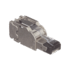 Plug RJ45 Blindado, Instalación Recta, Terminación en Campo Certificable, Compatible con Cat5e, Cat6 y Cat6A, Color Plata, Paquete de 10 Piezas