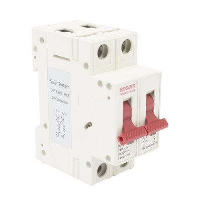 Protección Térmica/ Interrupción 2P, 63 A, Corriente Directa 800 Vcc para Aplicación Fotovoltaica Montaje Riel DIN