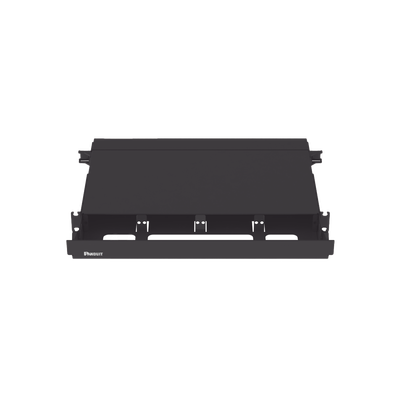 Panel de Distribución de Fibra Óptica, Acepta 4 Placas FAP o FMP, Bandeja Deslizable, Hasta 96 Fibras, Color Negro, 1UR