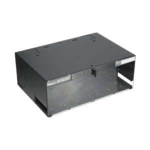 Panel de Distribución de Fibra Óptica, Acepta 12 Placas FAP o FMP, Bandeja Deslizable e Inclinable Hacia Abajo, Hasta 288 Fibras, Color Negro, 4UR