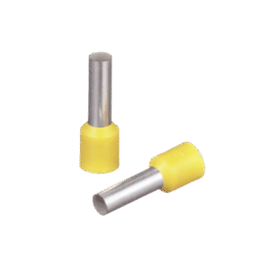 Ferrúl de cobre DIN Amarillo para Cable 10 AWG con largo 12 mm. Paquete de 100 Piezas