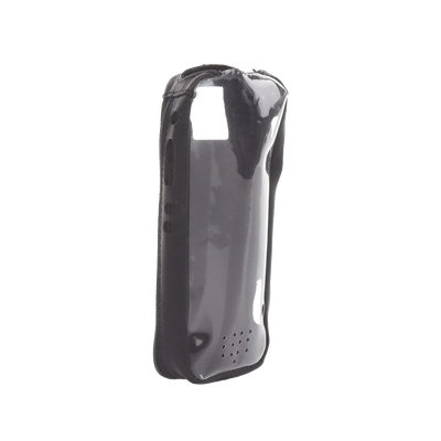 Funda Reforzada en Piel para Cinto, con Cierre y Amplio Visor Frontal Transparente para Radios Aéreos IC-A25.