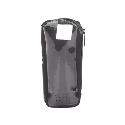 Funda Reforzada en Piel para Cinto, con Cierre y Amplio Visor Frontal Transparente para Radios Aéreos IC-A25.
