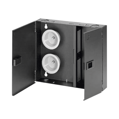 Caja de Conexión de Fibra Óptica, Para Montaje en Pared, Acepta 2 Placas FAP o FMP, Hasta 48 Fibras, Color Negro Caja de Conexión de Fibra Óptica, Para Montaje en Pared, Acepta 2 Placas FAP o FMP, Hasta 48 Fibras, Color Negro