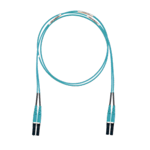 Jumper de Fibra Optica Multimodo 50/125 OM3, LC-LC Duplex, LSZH (Cero Halógenos), Color Aqua, 1 Metro