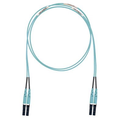Jumper de Fibra Optica Multimodo 50/125 OM3, LC-LC Duplex, LSZH (Cero Halógenos), Color Aqua, 2 Metros