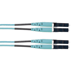 Jumper de Fibra Optica Multimodo 50/125 OM3, LC-LC Duplex, LSZH (Cero Halógenos), Color Aqua, 2 Metros