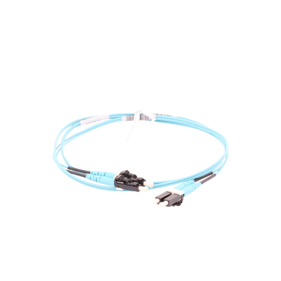 Jumper de Fibra Optica Multimodo 50/125 OM3, LC-LC Duplex, OFNR (Riser), Color Aqua, 2 Metros