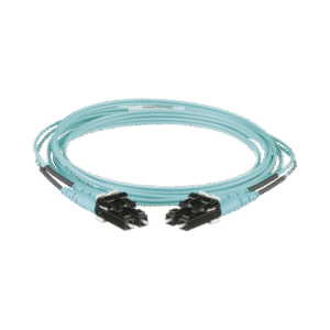 Jumper de Fibra Optica Multimodo 50/125 OM3, LC-LC Duplex, OFNR (Riser), Color Aqua, 2 Metros