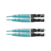 Jumper de Fibra Optica Multimodo 50/125 OM3, LC-LC Duplex, OFNR (Riser), Color Aqua, 9 Metros