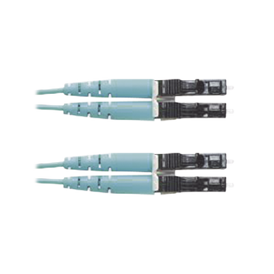 Jumper de Fibra Optica Multimodo 50/125 OM3, LC-LC Duplex, OFNR (Riser), Color Aqua, 25 Metros