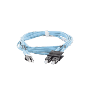 Jumper de Fibra Optica Multimodo 50/125 OM3, LC-SC Duplex, OFNR (Riser), Color Aqua, 3 Metros