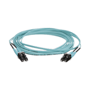 Jumper de Fibra Óptica Multimodo 50/125 OM4, LC-LC Duplex, OFNR (Riser), Color Aqua, 7 Metros