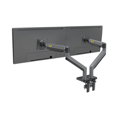 Montaje de Escritorio articulado para 2 monitores de 22"-32" / Soporta hasta 15 kg x brazo / Vesa 75 x 75 / 100 x 100 / Acero / Giro: 360°