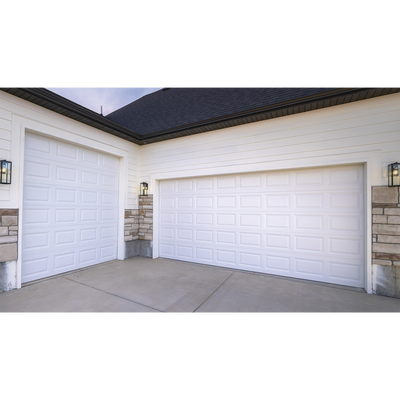 Puerta de Garage de alta calidad, Color blanco 16x8 pies, AISLADA, Estilo Americana , CUADRO CORTO.
