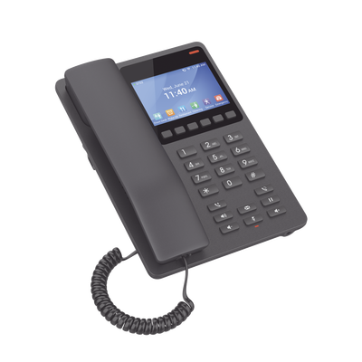 Teléfono IP WiFi Hotelero con pantalla LCD a color, 2 líneas SIP con 2 cuentas, codec Opus, IPV4/IPV6, color negro, con gestión en la nube GDMS