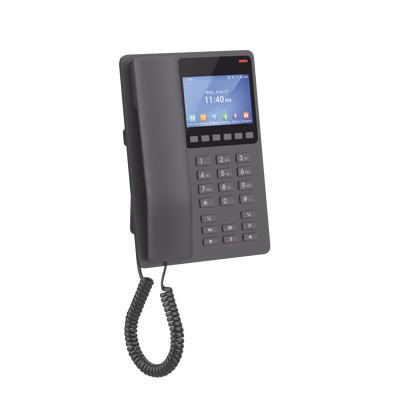 Teléfono IP WiFi Hotelero con pantalla LCD a color, 2 líneas SIP con 2 cuentas, codec Opus, IPV4/IPV6, color negro, con gestión en la nube GDMS