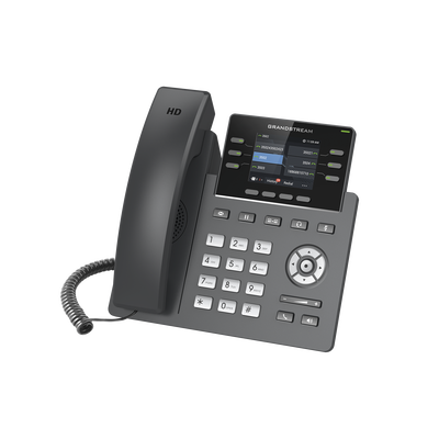 Teléfono IP Grado Operador, 3 líneas SIP con 6 cuentas, puertos Gigabit,PoE, pantalla a color 2.4", codec Opus, IPV4/IPV6 con gestión en la nube GDMS