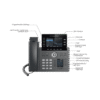 Teléfono IP Wi-Fi, Grado Operador, 6 líneas SIP con 6 cuentas, pantalla a color 4.3", puertos Gigabit, Bluetooth, PoE, codec Opus, IPV4/IPV6 con gestión en la nube GDMS