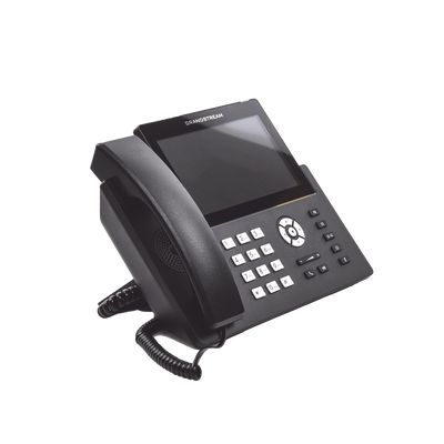 Teléfono IP Wi-Fi, Grado Operador, 12 líneas SIP con 6 cuentas, pantalla táctil 7", puertos Gigabit, Bluetooth, PoE, codec Opus, IPV4/IPV6 con gestión en la nube GDMS