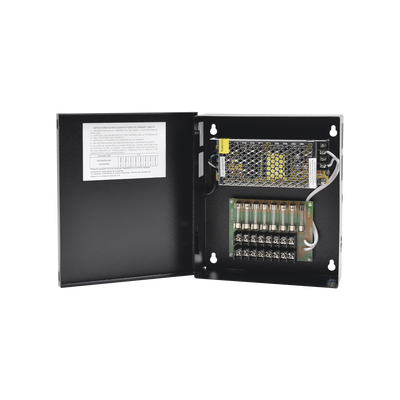 Fuente de poder profesional CCTV de 12-13.2Vdc @5A, 8 cámaras, Volt. de entrada: 100-240 Vca (Fusibles Administrables) Fuente de poder profesional CCTV de 12-13.2Vdc @5A, 8 cámaras, Volt. de entrada: 100-240 Vca (Fusibles Administrables)