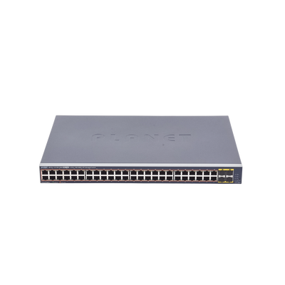 Switch Administrable de 48-Puertos 10/100/1000T 802.3at PoE + 4-Puertos 100/1000BASE-X SFP / 440W