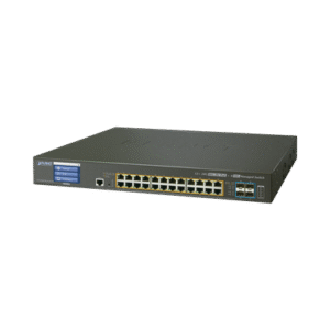 Switch Administrable L2+ 24 puertos gigabit c/ Ultra PoE, 4 puertos 10G SFP, c/Display, (600W) Switch Administrable L2+ 24 puertos gigabit c/ Ultra PoE, 4 puertos 10G SFP, c/Display, (600W)