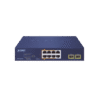 Switch PoE No Administrable de Escritorio, 2 Puertos Gigabit 802.3bt, 4 Puertos Gigabit 802.3at, 2 Puertos 10/100/1000, 2 Puertos SFP Gigabit.