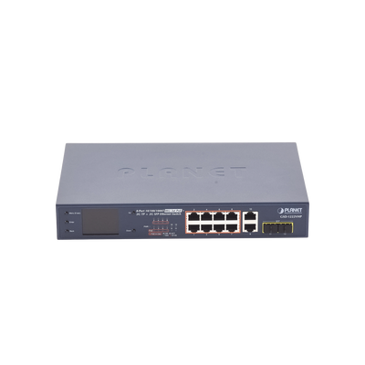 Switch No Administrable 8 Puertos Gigabit con Modo Extend PoE a 250 mts, 2 puertos Uplink 10/100/1000 Mbps, 2 Puertos SFP Switch No Administrable 8 Puertos Gigabit con Modo Extend PoE a 250 mts, 2 puertos Uplink 10/100/1000 Mbps, 2 Puertos SFP