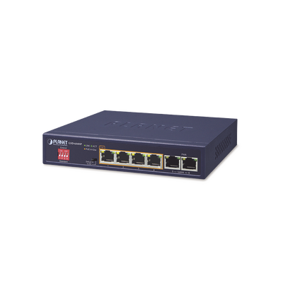 Switch No Administrable 4 Puertos 10/100/1000T 802.3at PoE + 2 Puertos 10/100/1000T de Uplink para Escritorio Switch No Administrable 4 Puertos 10/100/1000T 802.3at PoE + 2 Puertos 10/100/1000T de Uplink para Escritorio