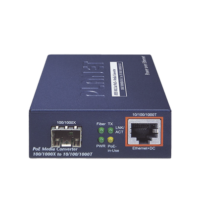 Convertidor IEEE802.3af/at PoE 10/100/1000Base-T a 100/1000X SFP