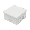 Caja de derivación de PVC Autoextinguible con 6 entradas, tapa a presión, 80x80x40 MM (Medidas internas, mayor área permisible para el cable, Para instalación al exterior (IP44) Caja de derivación de PVC Autoextinguible con 6 entradas, tapa a presión, 80x80x40 MM (Medidas internas, mayor área permisible para el cable, Para instalación al exterior (IP44)